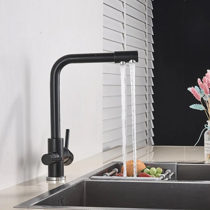 robinet-cuisine-inox-brosse-noir